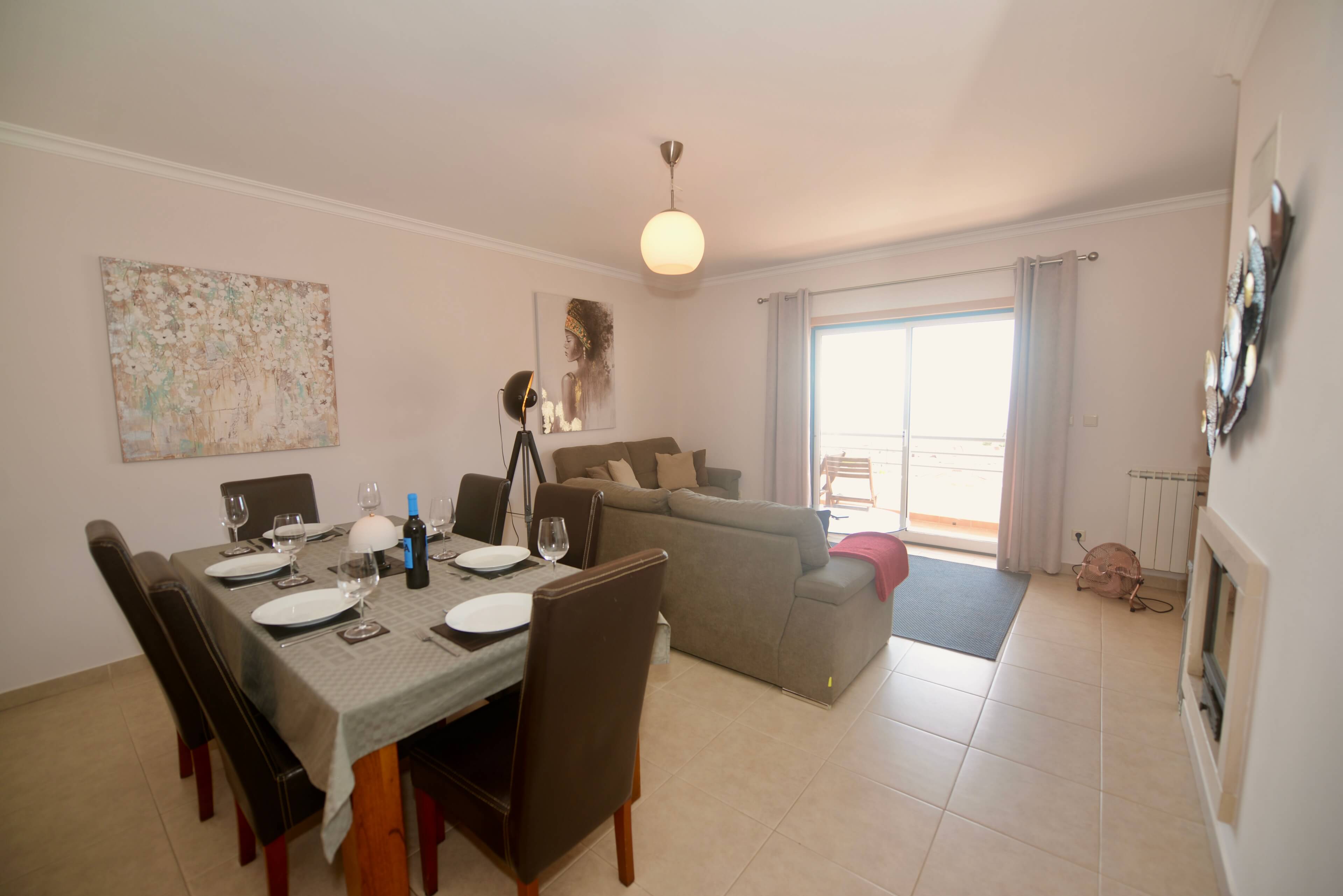Living Space With Dining Area In Clementine Apartment Holiday Rental In Nazare Silver Coast Portugal